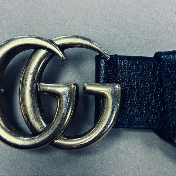 Gucci Double G Buckle Leather Belt - Black / Antique Brass (Size 100/40) - Picture 2 of 5